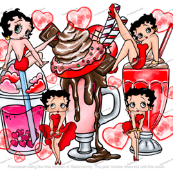 betty boop latte drink png, betty boop valentines png, valentine coffee png instant download