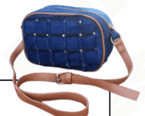 Pattern of a small leather handbag from jeans cross body