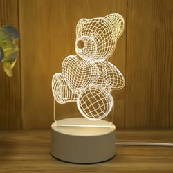 creative 3d bear lamp, usb led night light for bedroom, christmas decor, birthday gift, home acrylic decoration