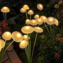 solar mushroom lights, dual mode led, waterproof garden decor, jellyfish style for patio, yard, and pathway ambience