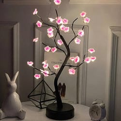 artificial bonsai tree night light, usb and battery powered, touch switch cherry blossom, desktop led lamp decor