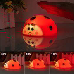 ladybug red rgb led night light cute cartoon animals silicone lamp touch sensor timing usb rechargeable for children kid