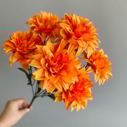 artificial dahlia bouquet, fake flowers for wedding centerpieces, party, and home desk decor