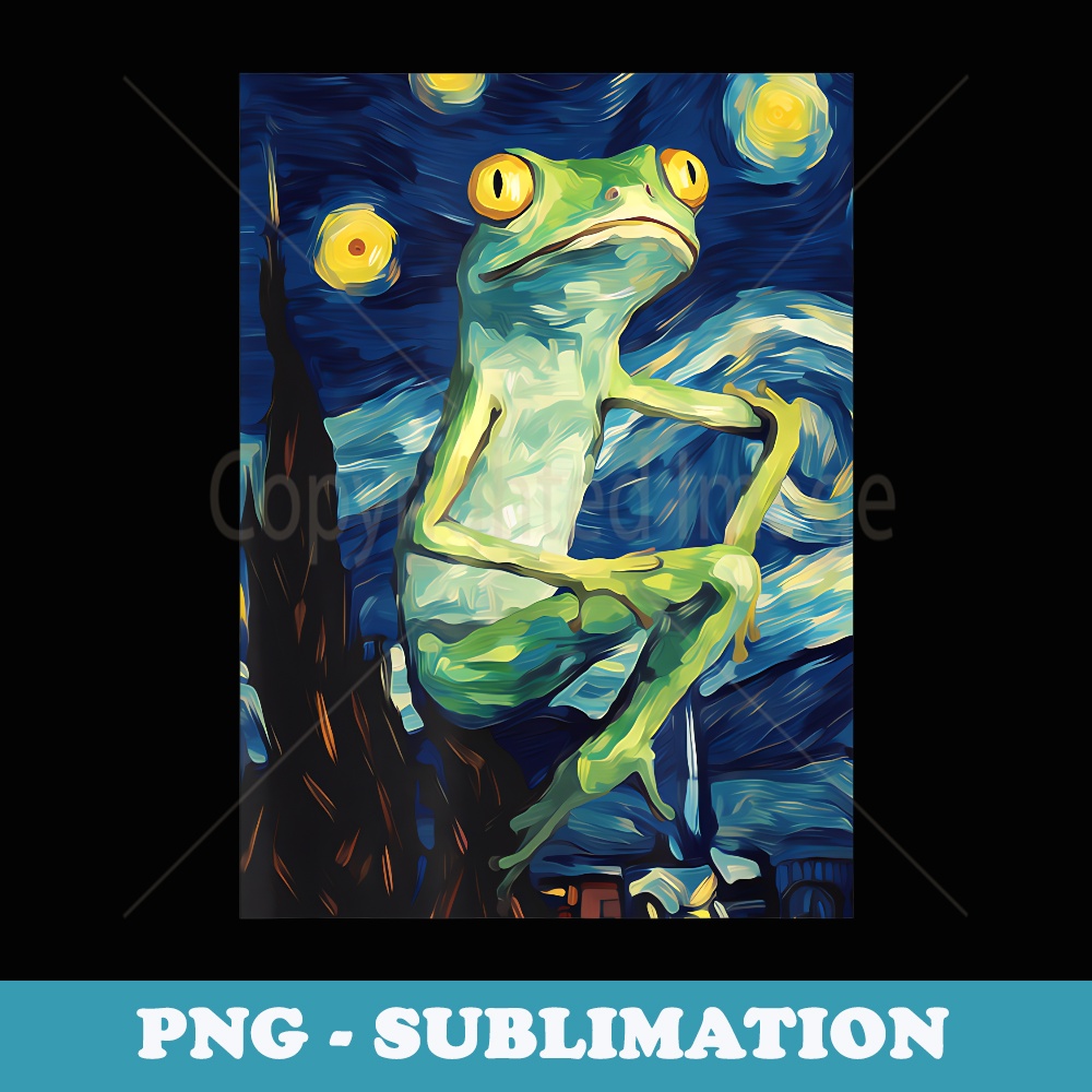 Glass Frog Starry Night Painting - Unique Sublimation PNG Download