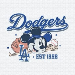 la dodgers est 1958 mickey baseball svg