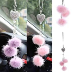 auto rearview mirror pendant, fashion diamond car accessorie, bling hairball ornament, cute car decor birthday gift