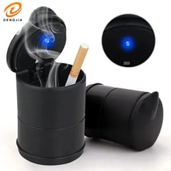 portable car ashtray with led light, high temperature resistant car stall ashtray with cover, creative design