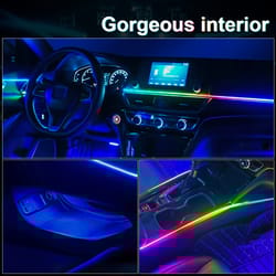 rgb led car ambient lights, interior rainbow atmosphere kit, acrylic strips symphony streamer