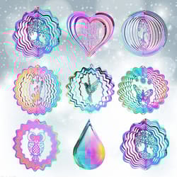 gradient color wind spinner catcher stainless steel 3d flowing light effect wind chimes parts outdoor garden