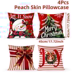 christmas ornament pillow case set, merry christmas cushion covers, enamel santa claus bow design, home decorations
