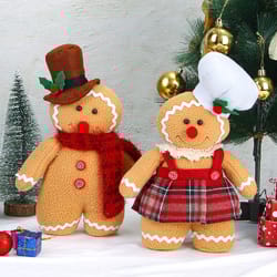 gingerbread man doll christmas, plush leg dolls xmas tree ornaments, new year kids gift, decorations for home party