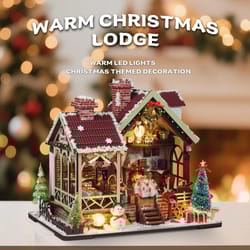 miniature dollhouse diy kit with music box, christmas night warm house desktop decor creative gift