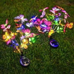 outdoor solar led butterfly flower light, waterproof butterfly lawn lamp garden, christmas decor for home landscape
