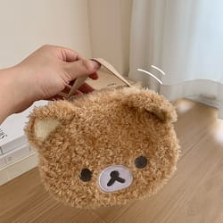 anime relaxed bear plushes makeup case, women jewelry storage pouch organizer gift