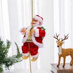 electric christmas decor, santa claus climbing rope musical decoration for home, office, and party