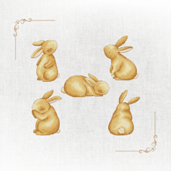 golden easter bunny cross stitch charts for diy stitching