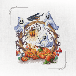 enchanted halloween cross-stitch pattern: ghosts and pumpkins for a spooky night