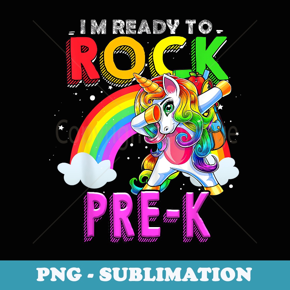 Ready To Rock Pre-k Unicorn Back To School For Boys Girls - Sublimation Digital Download