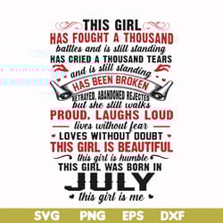 this girl has fought a thousand battles and is still standing this girl was born in july this girl is me svg, png, dxf,