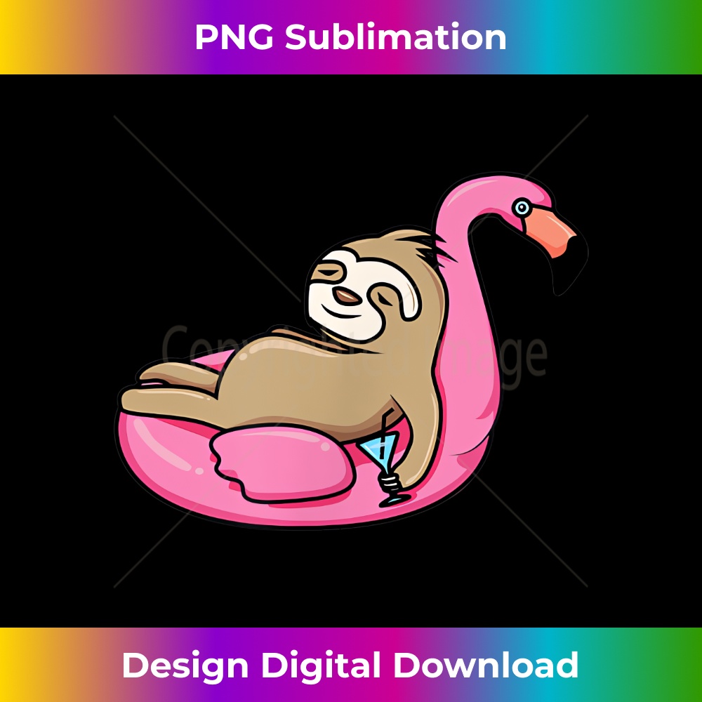 Sloth Lounge Flamingo Float Cute Funny Graphic 1 - Aesthetic Sublimation Digital File