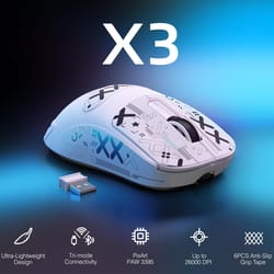 lightweight attack shark x3 wireless gaming mouse, paw3395 26k dpi sensor, 49g tri-mode, 5 programmable buttons