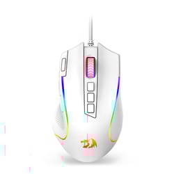 8000 dpi wired optical redragon m612 predator rgb gaming mouse, white, 11 programmable buttons