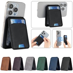 magnetic leather wallet holder case for iphone, luxury magsafe card holder phone bag cover accessories