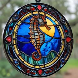 seahorse cut glass stainglass templete, stylized seahorse, stained glass, decorative template, sea theme,