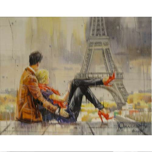 Parisian story,Sweethearts,Love,Date,High-Resolution Digital File,The Author's Painting