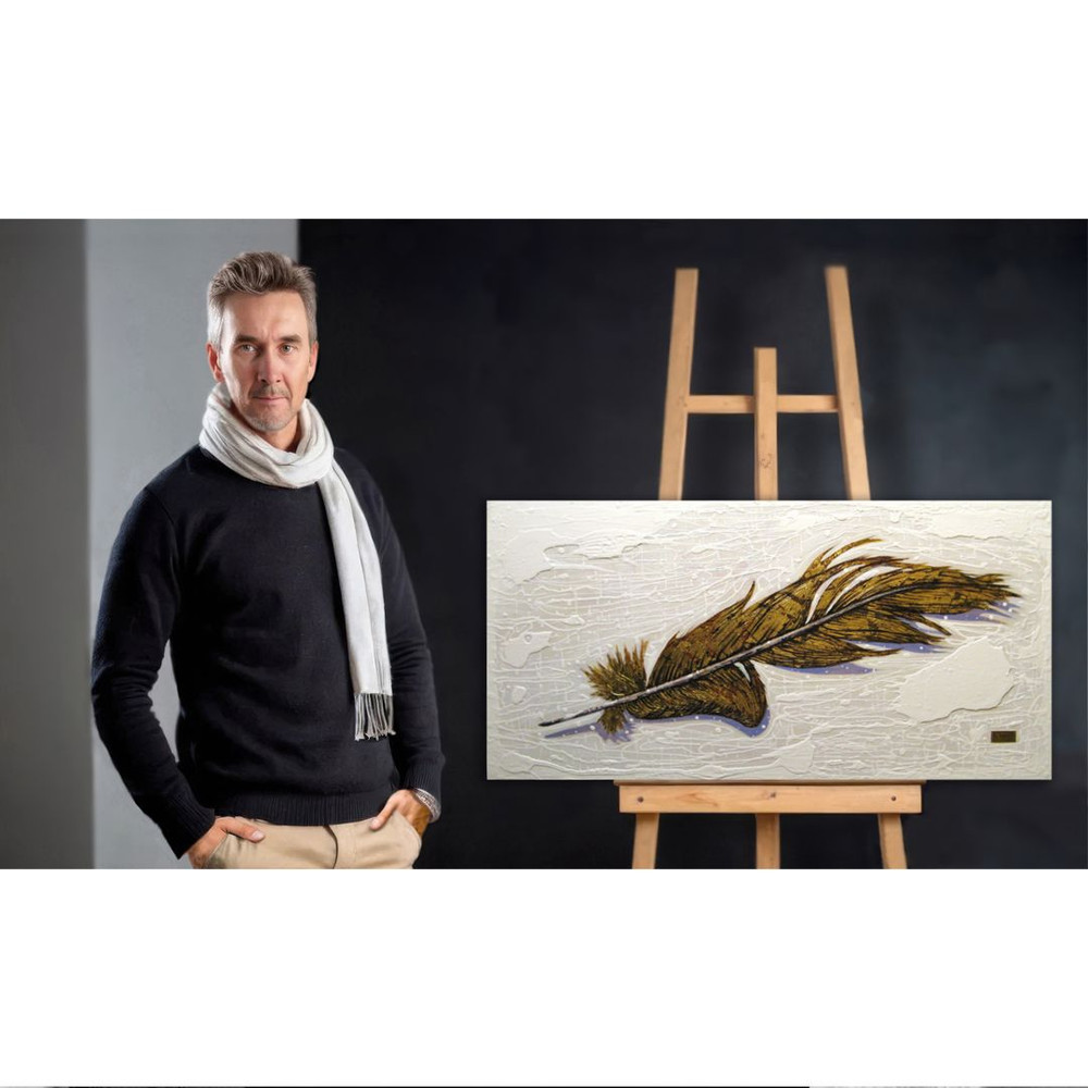 Design Items Golden FeatherModern ArtHighResolution Digital FileThe Authors Painting 2