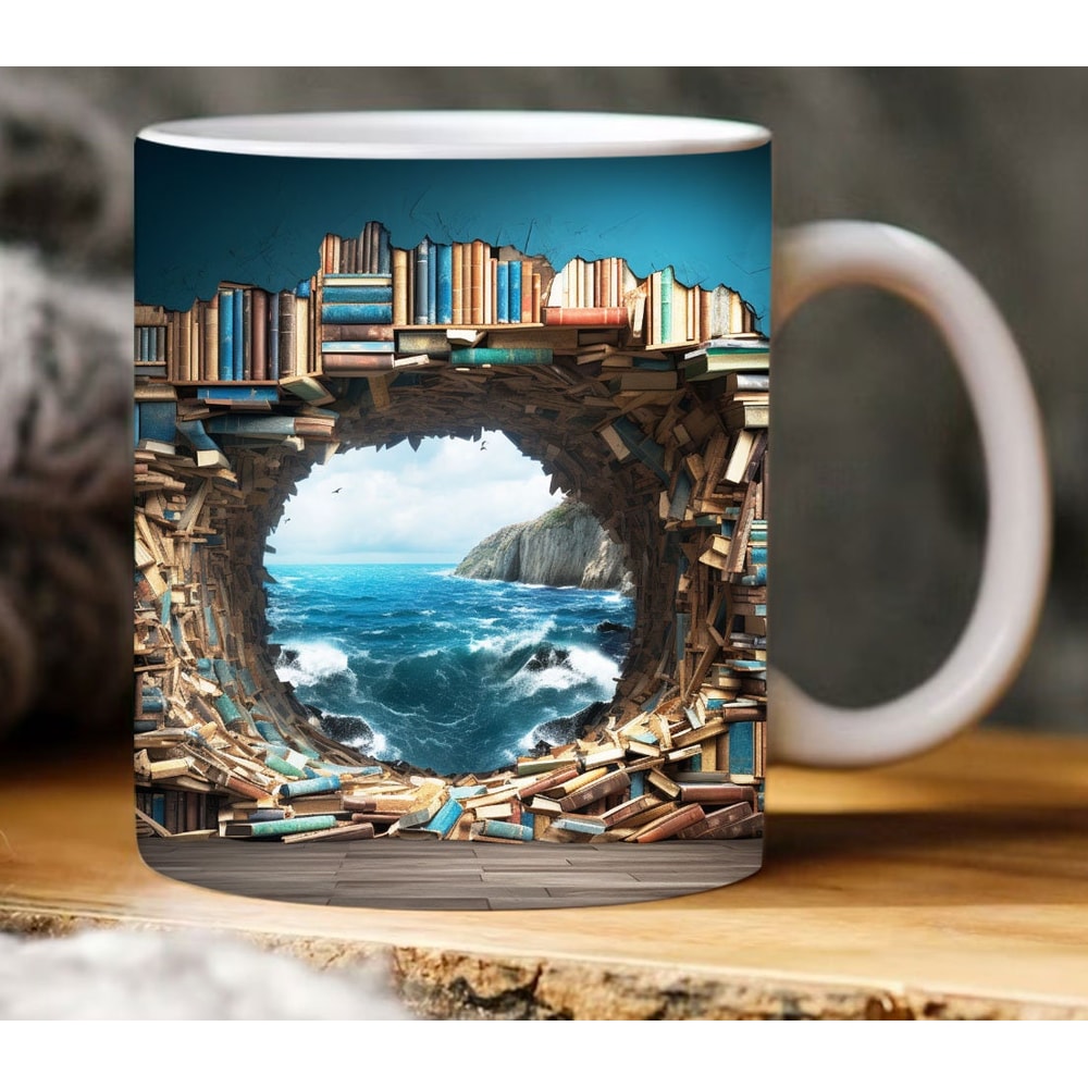 3D Book Mug Wrap, 11oz And 15 Oz Mug Design, 3D Bookshelf Mug Sublimation, 3D Mug Wrap, 11oz Mug Png, 15oz Mug PNG Book Lover Mug Coffee Mug 2.jpg