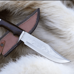 15 inch full tang hunting knife with leather sheath | d2 steel outdoor survival knife gift for him