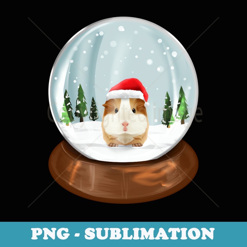 Guinea Pig Snow Globe Xmas PJs Outfit Funny Christmas - High-Resolution PNG Sublimation File