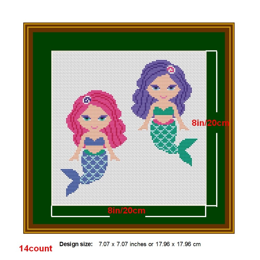 Cross Stitch For Girls Patterns Mermaid Xstitch For Baby Modern Cross Stitch Cute Baby Shower Gift 1