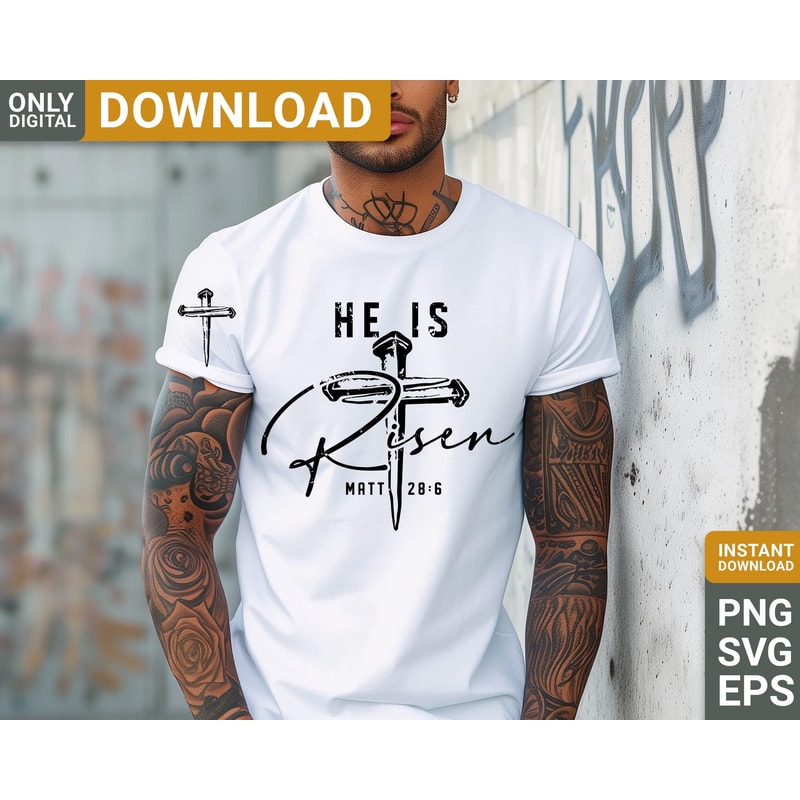 He Is Risen Tshirt Matthew 28 6 Risen Tshirt Retro Easter Tshirt Easter Christian Tshirt Easter Bib 1