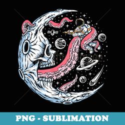kraken attack astronaut space octopus tentacle in moon skull - trendy sublimation digital download