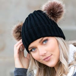 cute double pom pom hat