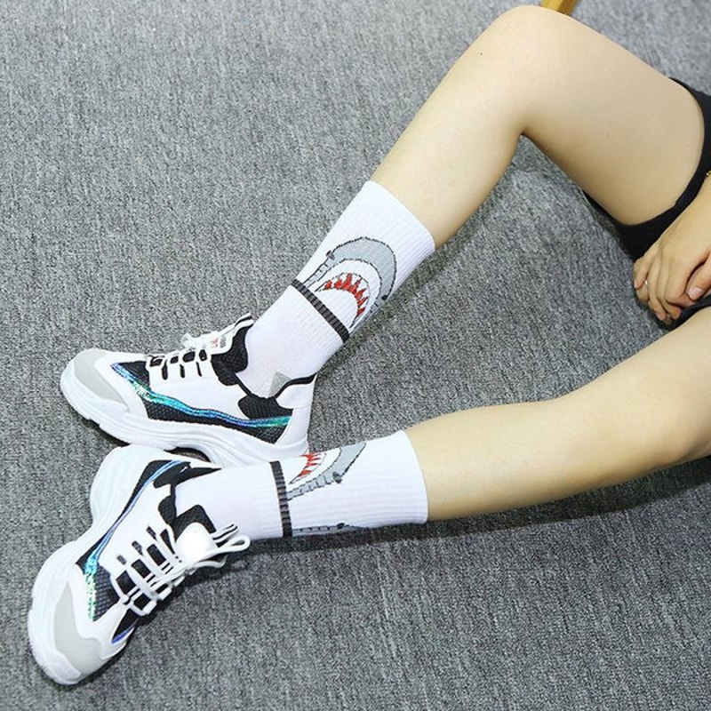 Grey & White Cotton Shark Socks (6).jpg