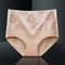 Cotton High Waisted Abdominal Underwear Beige