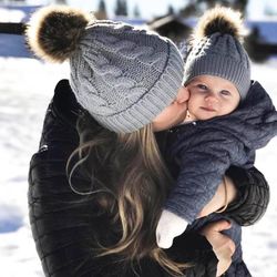 mommy & me" matching faux fur beanies - perfect family & gift sets for winter