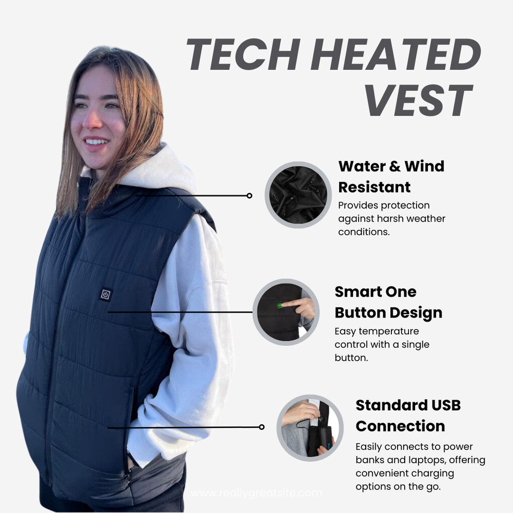 Tech Heated Vest USB Powered Warmth Vest For Men Women Perfect Winter Gift 1
