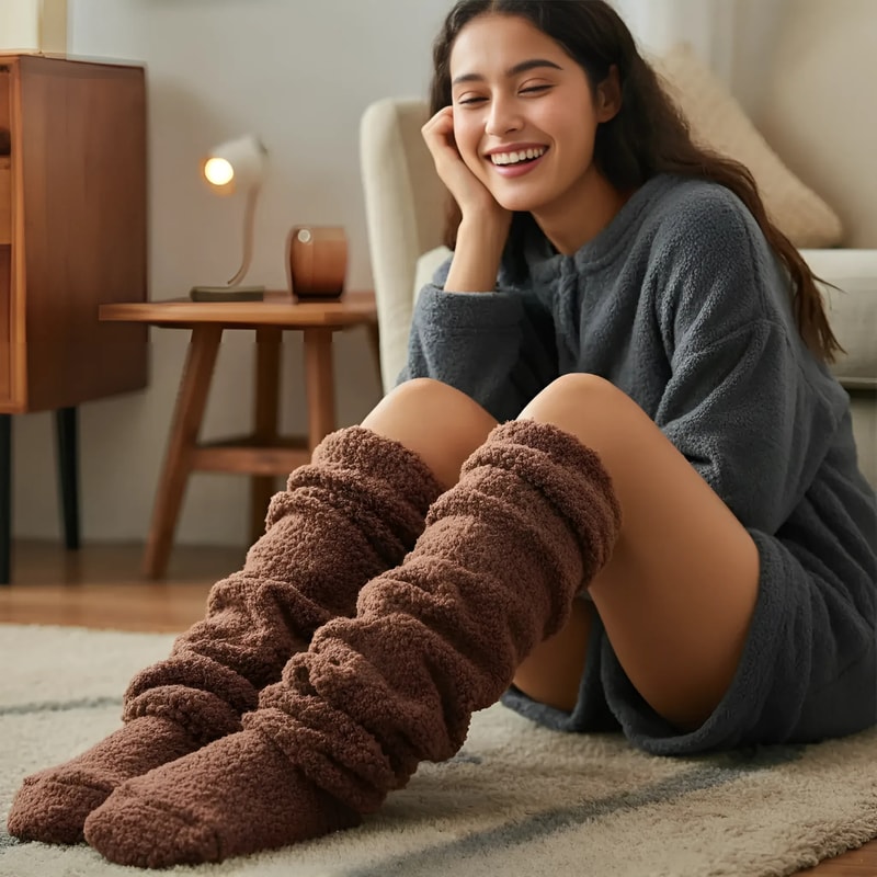 Cozy Over The Knee Sock Slippers One Size Fits All 2
