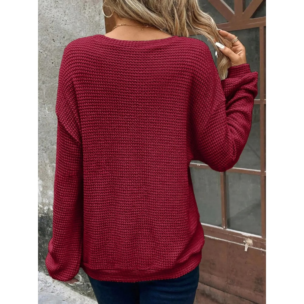 Womens Plus Size Solid Color Round Neck Sweater