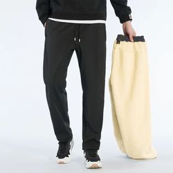 men's cashmere fleece lined joggers, winter thermal jogger pants for men, warm thick casual sports pants