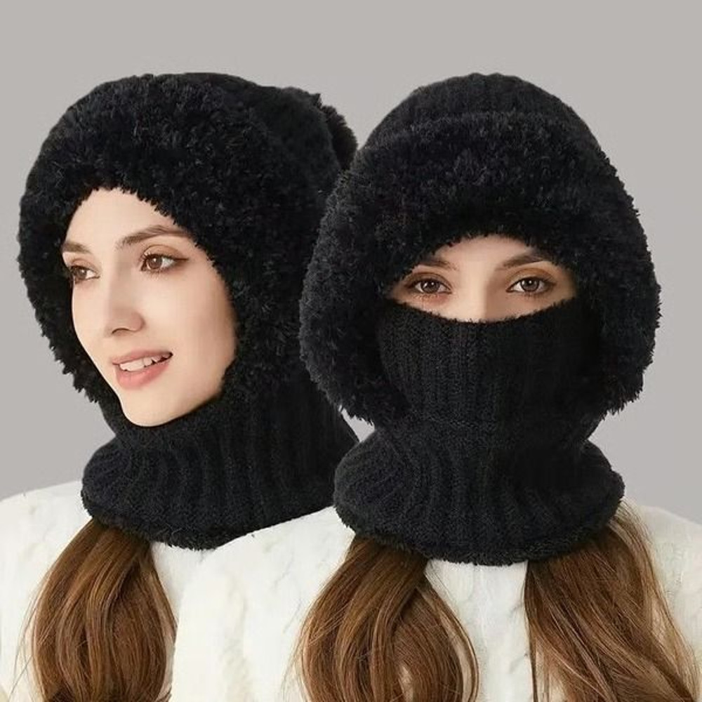 Cozy FleeceLined Knitted Hat With Ear Flaps Windproof Warm 0