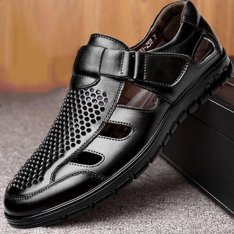 Leather Men Sandals Comfortable Men Sandalias for Summer Non Slip Work Shoes
