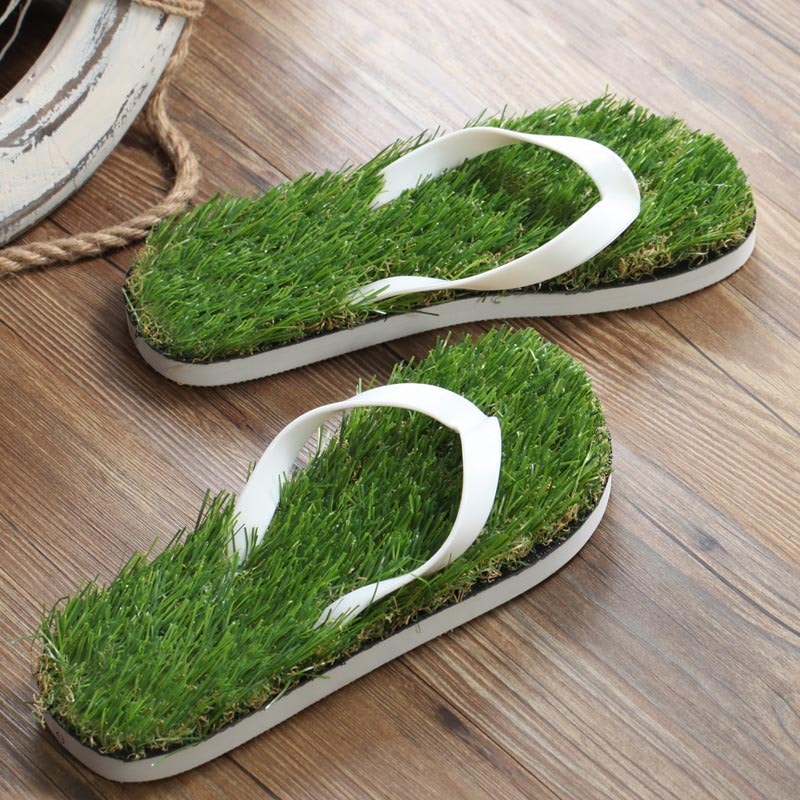 Imitation Grass Flip Flops for Men & Women, Comfortable Summer Beach Sandals
