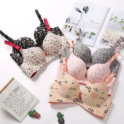 women flower print seamless bra sexy lingerie floral push up bras one-piece underwear