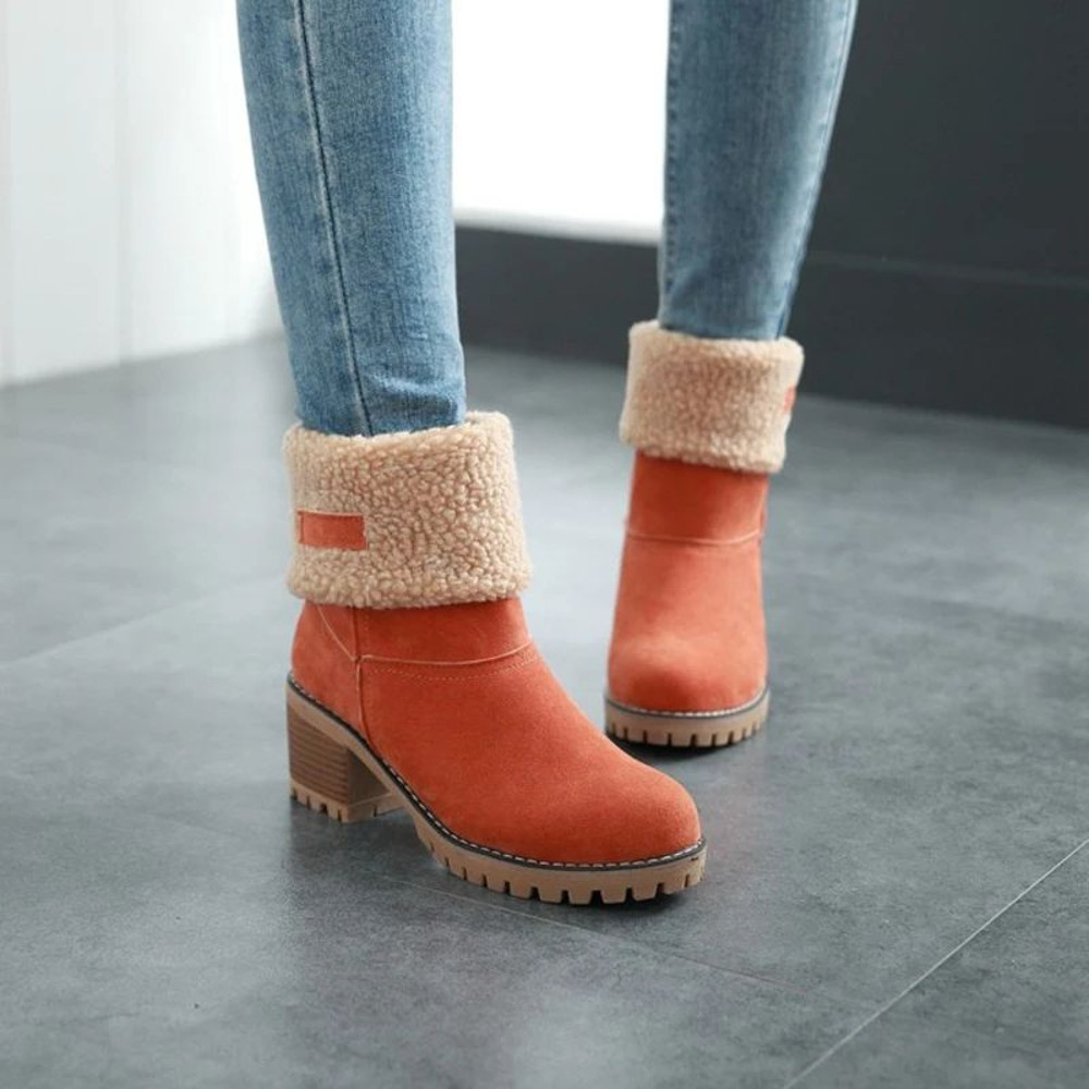Womens Block Heel Snow Boots Warm Stylish Perfect Winter Gift 3