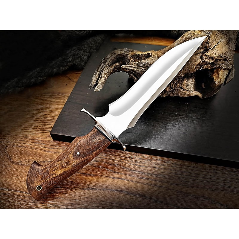 Custom Handmade 135 Inches Bowie Knife Fixed Blade With Leather Sheath For Outdoor Survival Camping 2